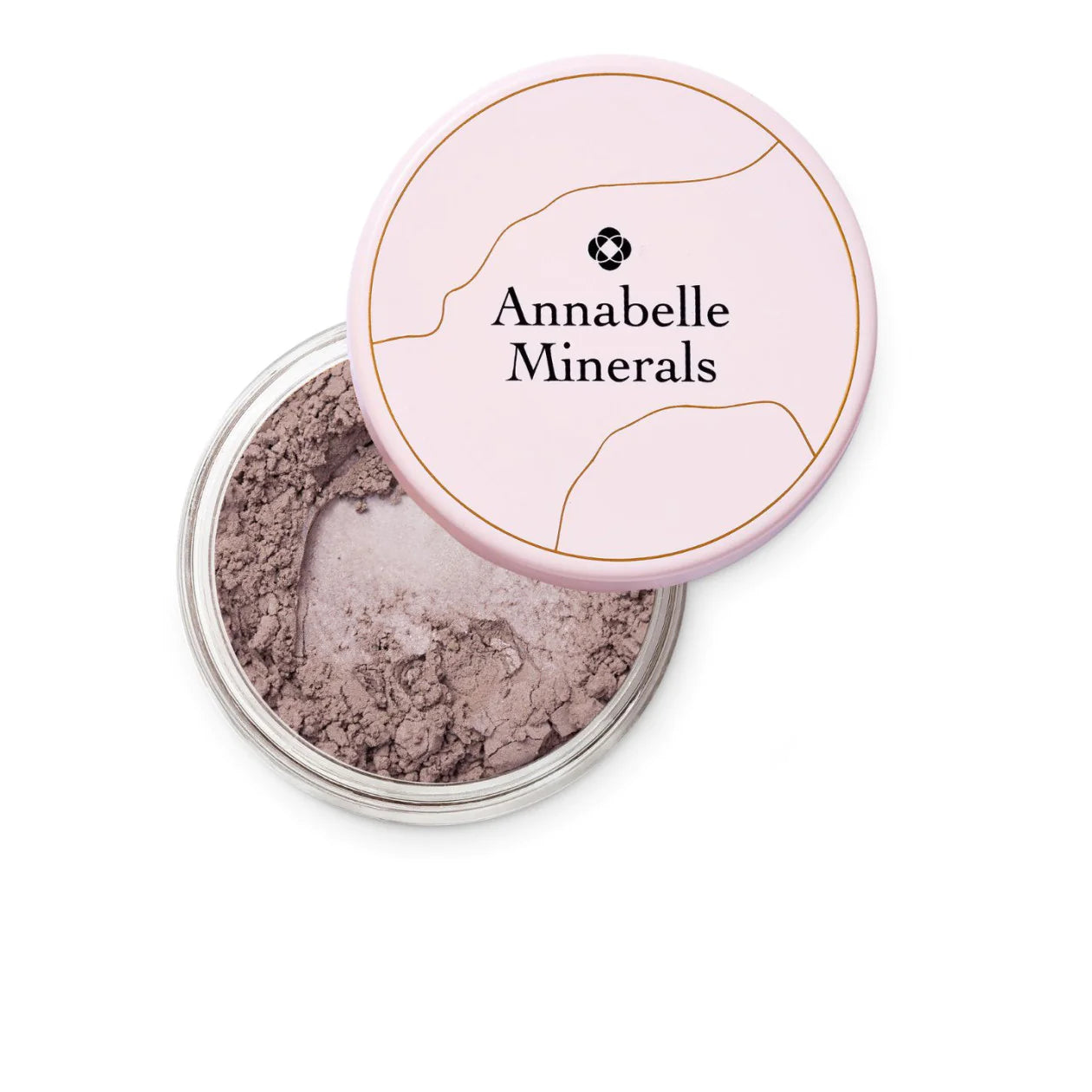 Loose clay-based eye shadow by Annabelle Minerals, in a matte finish, with a cool toned bronze color, displayed in an open small container.