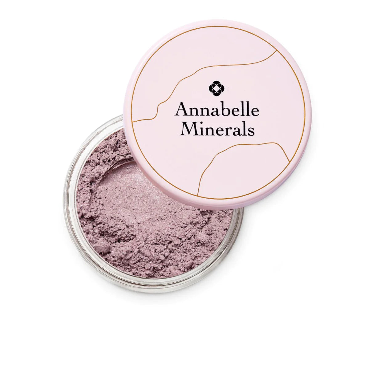 A jar of Annabelle Minerals mineral eyeshadow in a coffee-shade color with a satin finish.