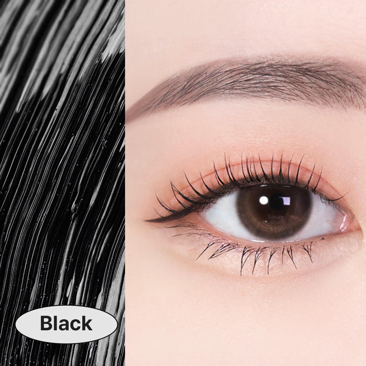 Black eyelashes on a close-up of an eye with labeled 'Black'.